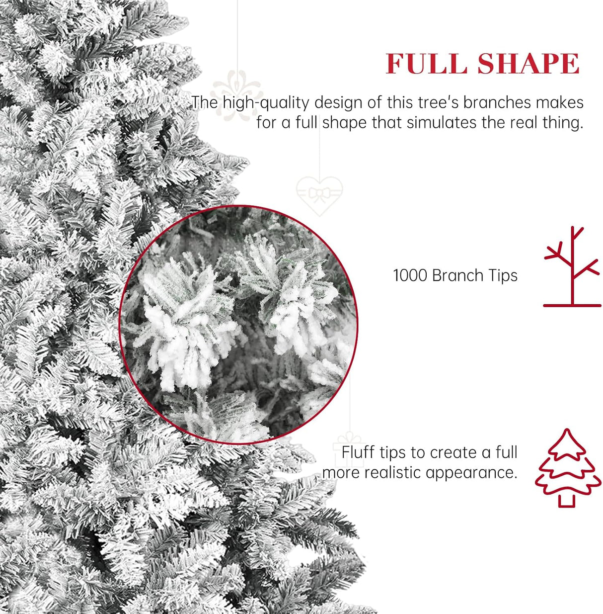 Árbol de Navidad Artificial SUNCROWN 6ft Premium con 1000 ramas