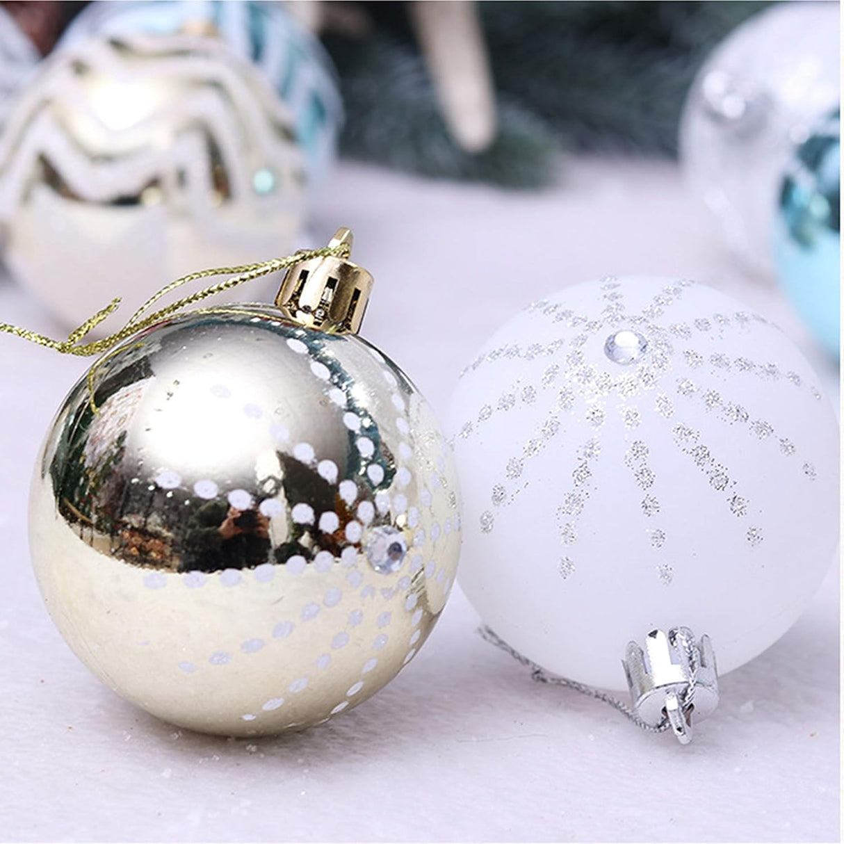 30PCS Adornos Navideños, Shatterproof, 60MM, Modelo: Navidad