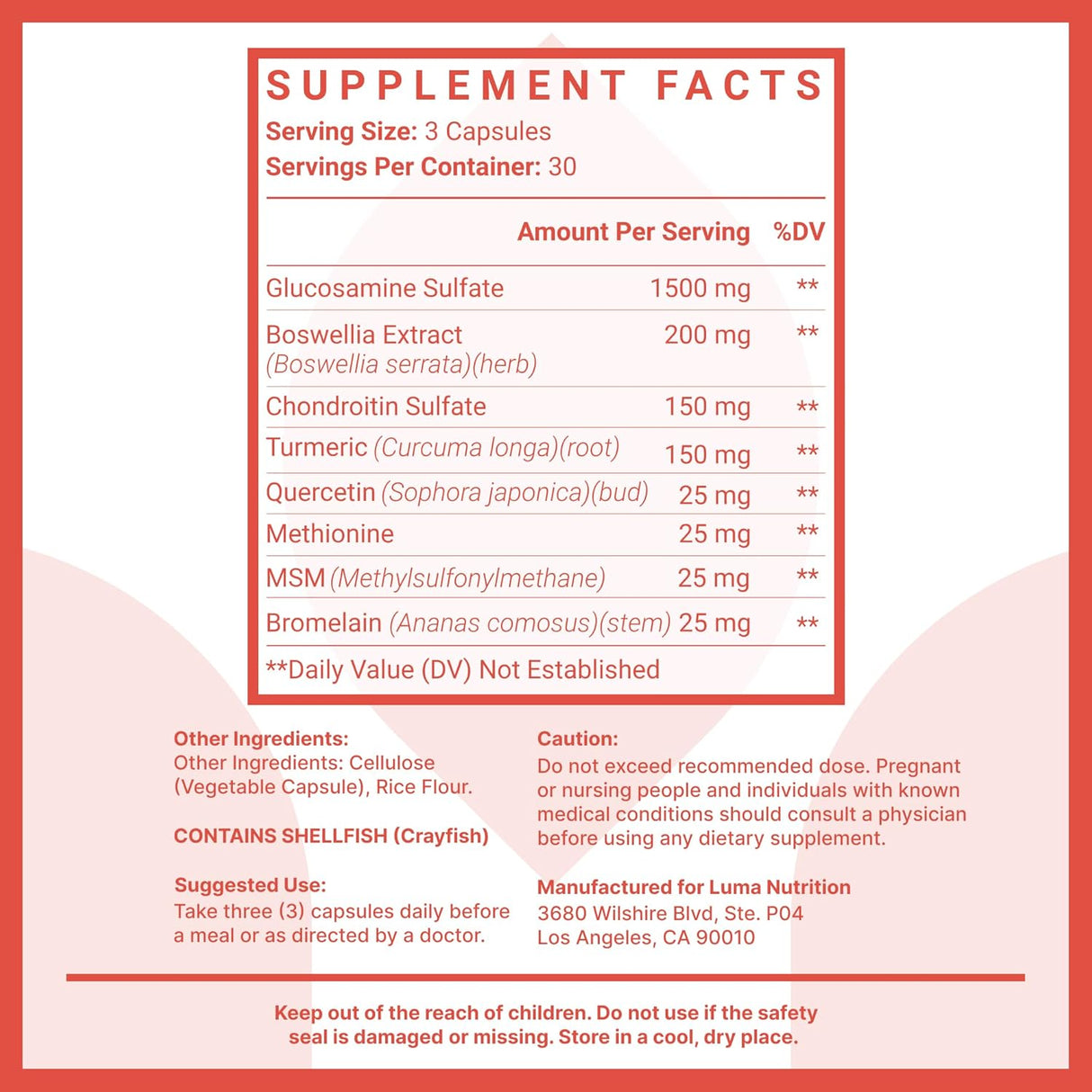 Suplemento Articular Luma Nutrition - Glucosamina 90 Cápsulas