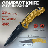 Cuchillo táctico plegable con cortador de alambre y rompedor