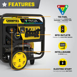 Generador portátil Champion 15,000W trifuel con arranque eléctrico