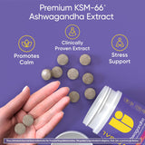 Suplemento Ashwagandha KSM-66, apoyo estrés y energía, 60 tabletas