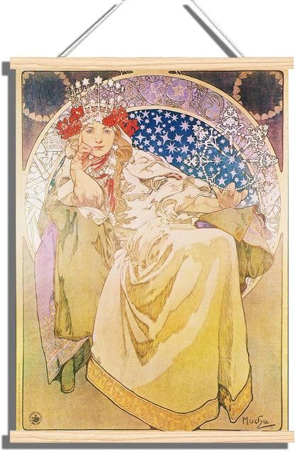 Póster colgante de Alphonse Mucha - Lienzo jacinto de princesa