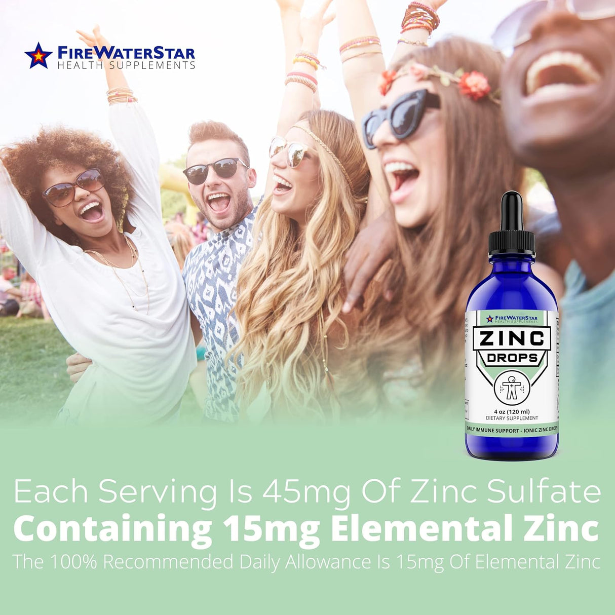 Suplementos Zinc líquido, gotas líquidas fáciles  4 onzas