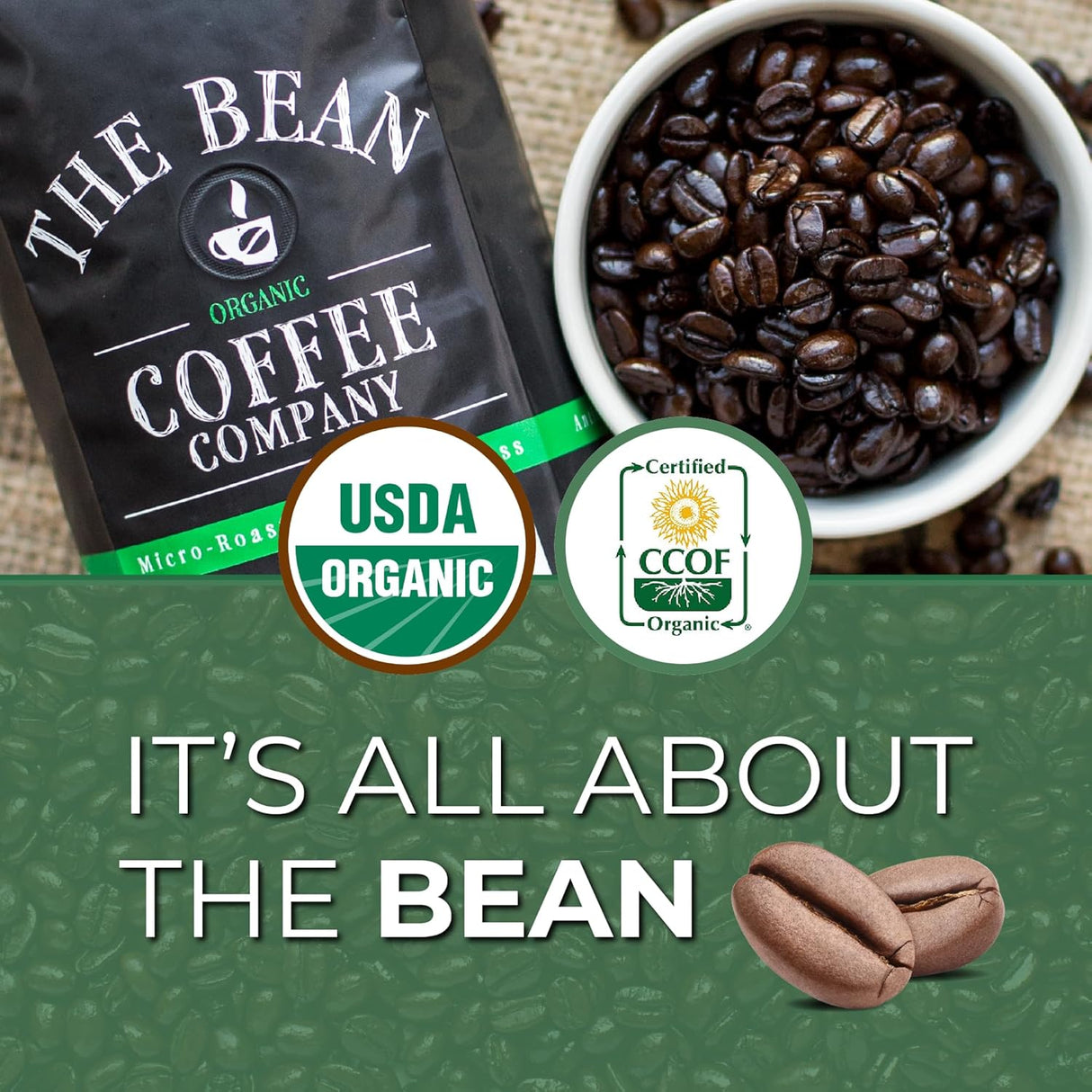 Café Molido Orgánico Descafeinado Aloha Bean 16 oz, The Bean