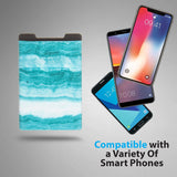 Cardly Cartera | Soporte para tarjetas y dinero para teléfono celular | Se pega en la funda (mármol verde y azulado)