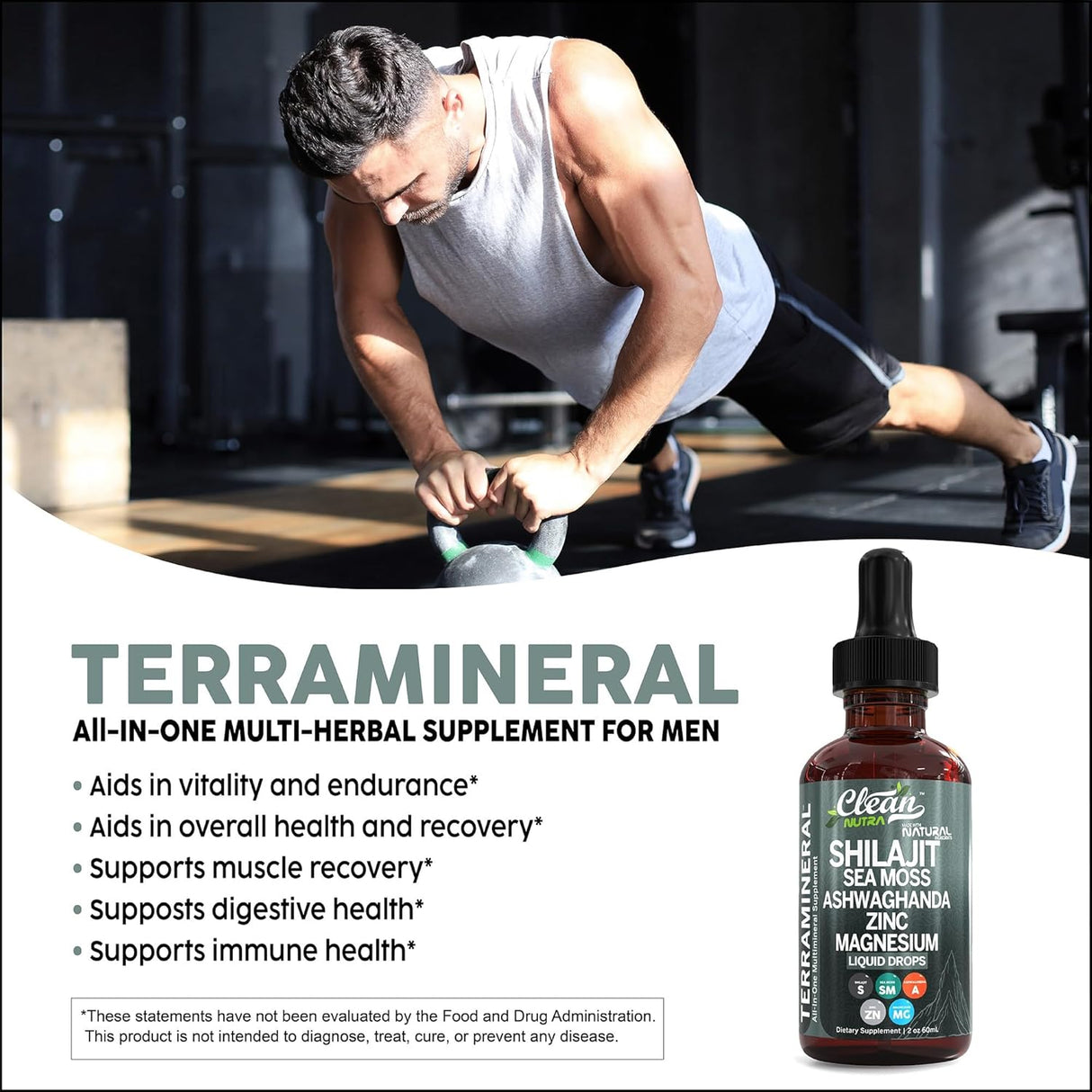 Gotas de Shilajit - Clean Nutra, con Ashwagandha y Minerales