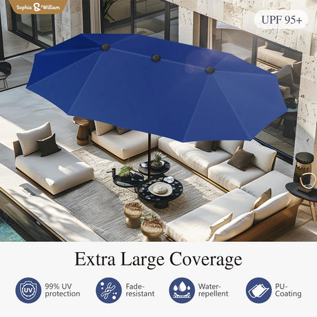 Sombrilla Doble Lado Sophia & William 13ft, Protección UV 99%