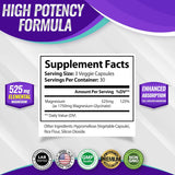 Magnesio Glicinato 525mg - Suplemento de Alta Absorción Vegan