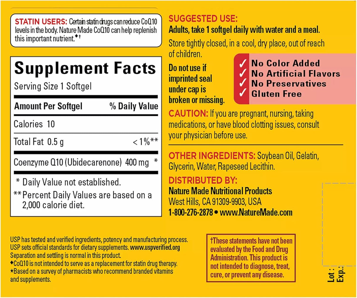 Suplemento CoQ10 (Coenzima Q 10) 400 mg de gel 40 unidades.