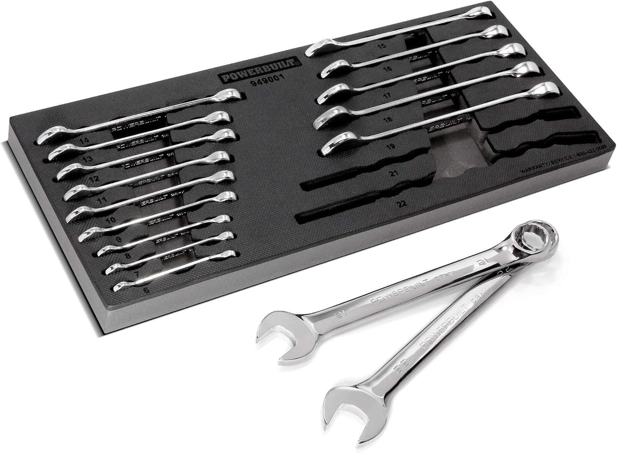 Juego de llaves combinadas métrico Powerbuilt 16 piezas 949001