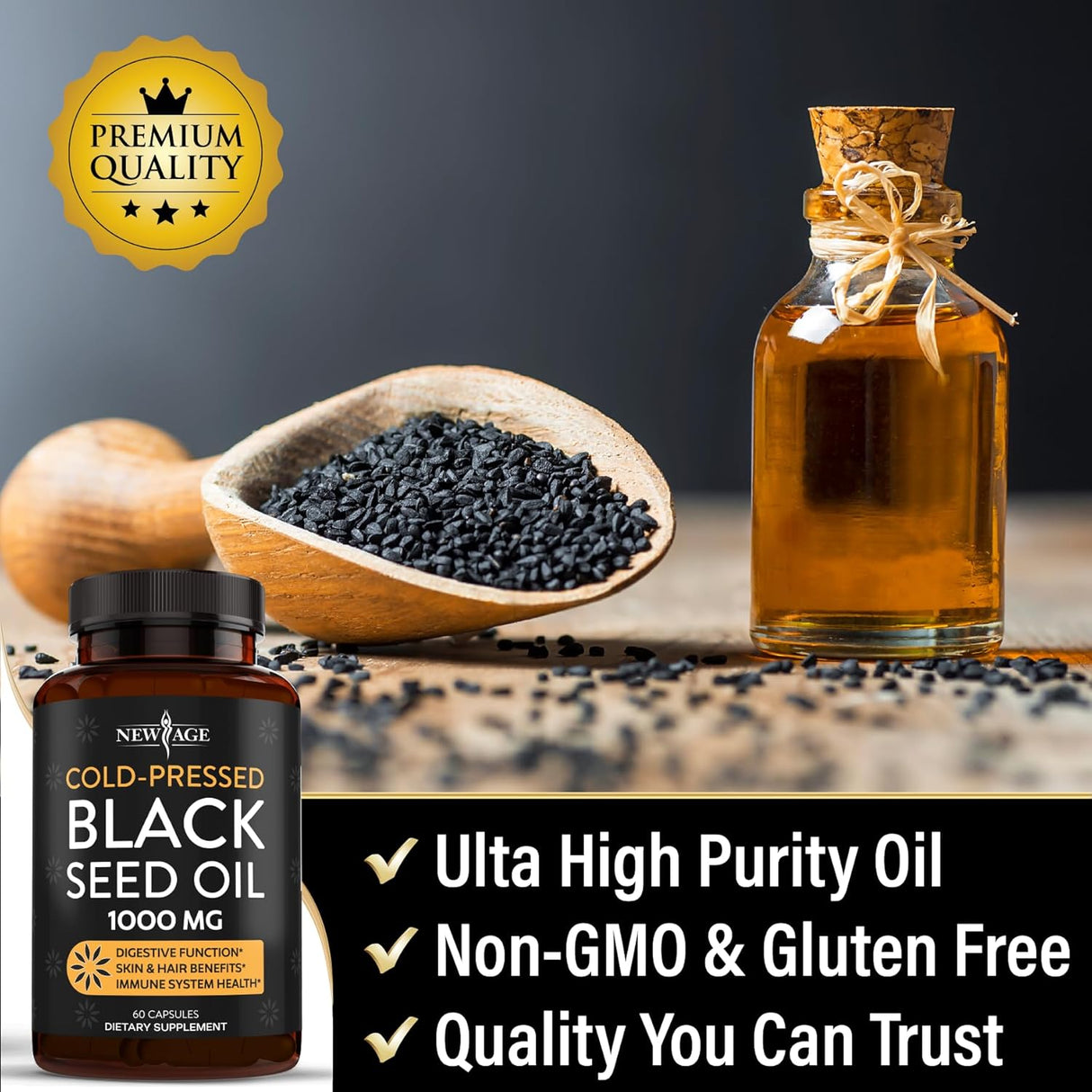 Cápsulas de Aceite de Semilla de Nigella Sativa - NEW AGE