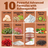 Cápsulas de Ashwagandha y Lion's Mane, Suplemento Cerebral, 90 Caps