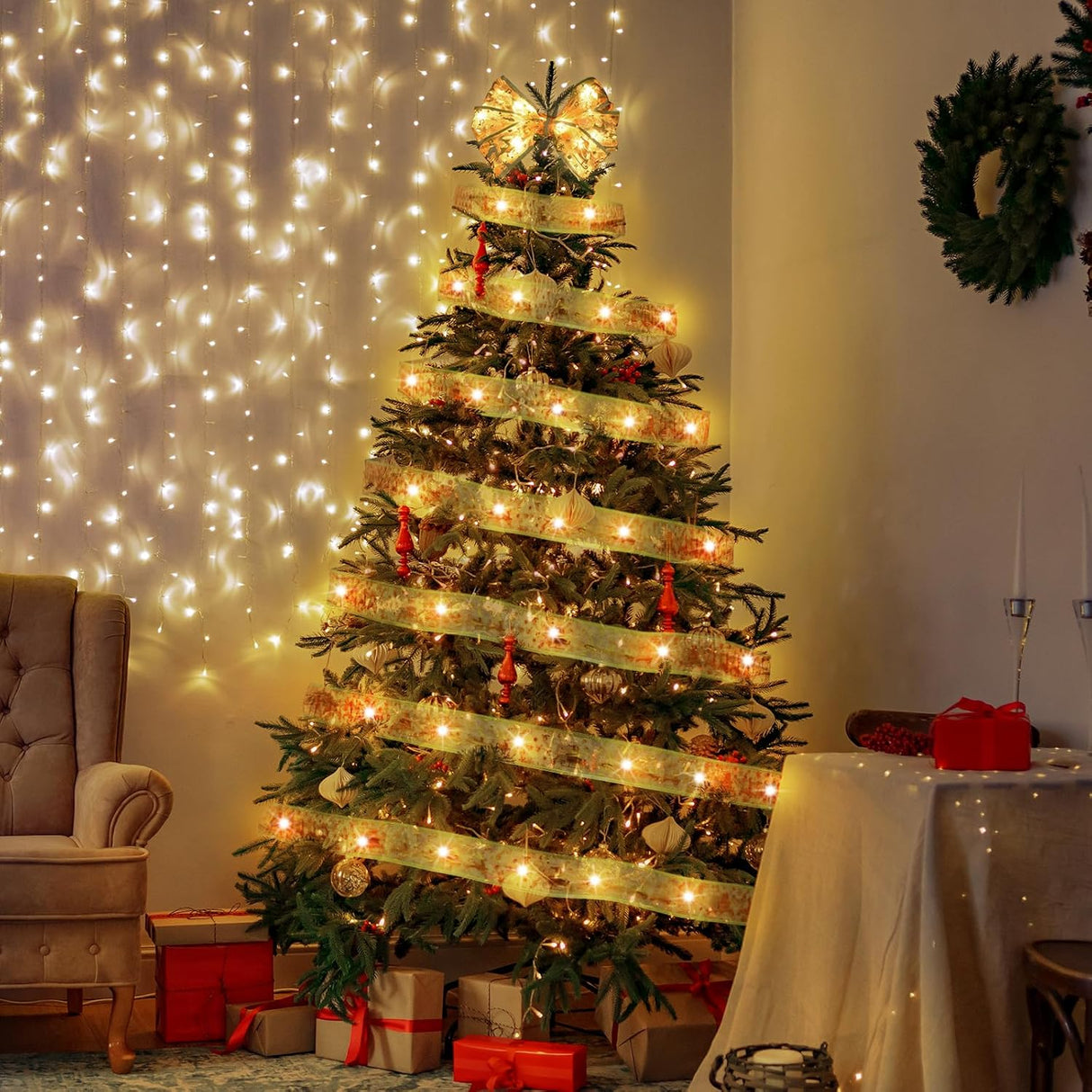 Decoraciones de Árbol de Navidad, 100 LED, Modos de Luz, USB