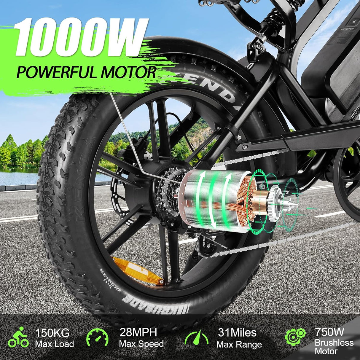 Bicicleta eléctrica V20 1000W 28MPH 48V 15AH, suspensión completa