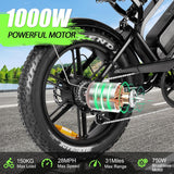 Bicicleta eléctrica V20 1000W 28MPH 48V 15AH, suspensión completa