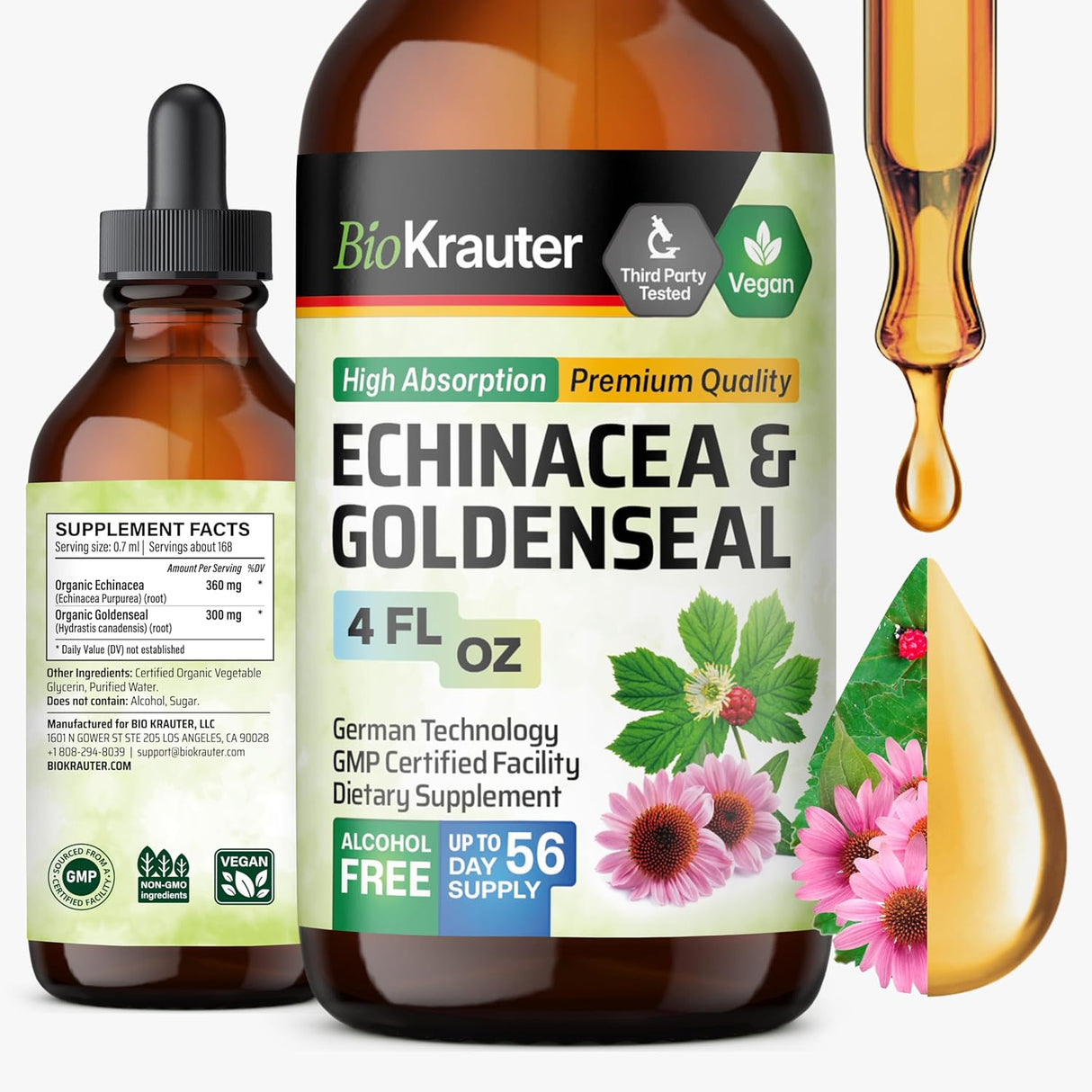 BIO KRAUTER Extracto de Echinacea y Raíz de Goldenseal, 4 Oz