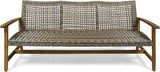 Sofá de madera y mimbre para exterior Marcia 75.50x31.00x31.50