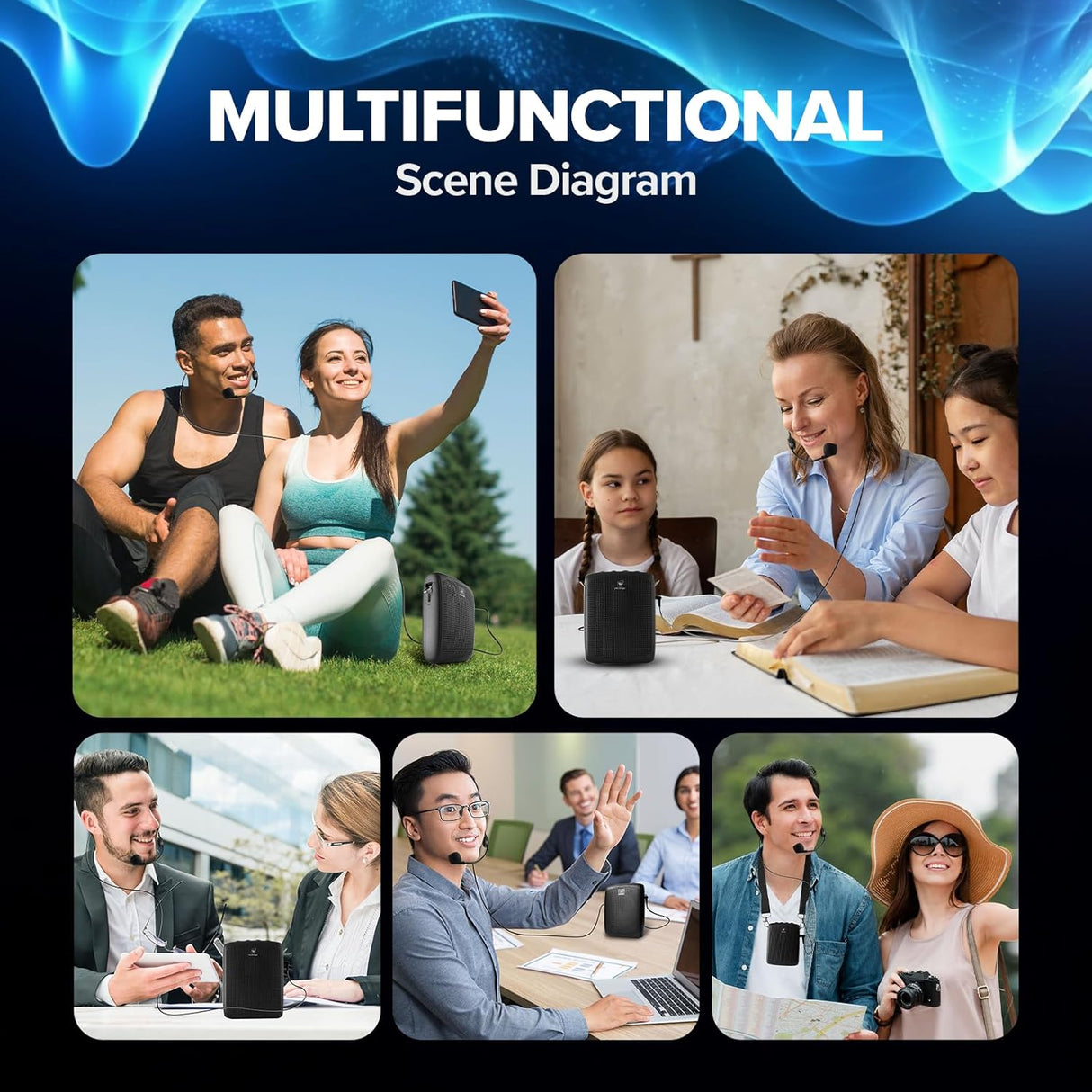 Amplificador de voz portátil con micrófono y altavoz Bluetooth