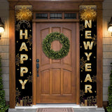 Banderas de Puerta Feliz Año Nuevo - Decoración 71x12 Pulgadas