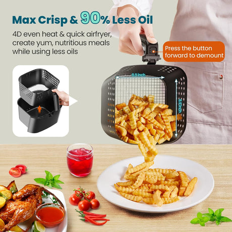 Freidora de aire Nuwave Brio 10 en 1, 6 QT, 1800W, 100 recetas