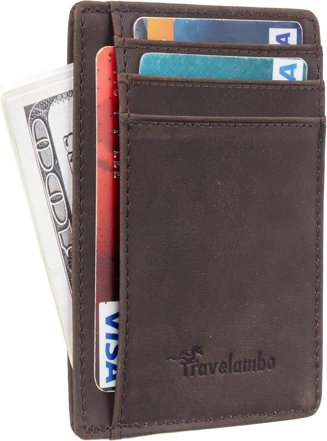 Billetera Slim Travelambo de Cuero RFID Bloqueo Mediana