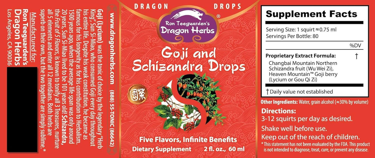 Hierbas del dragón - Goji &amp; Schizandra Drops - 2 fl oz