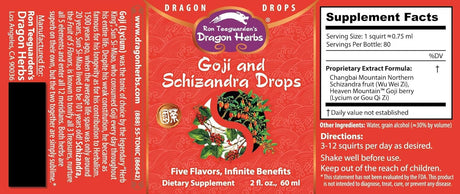 Hierbas del dragón - Goji &amp; Schizandra Drops - 2 fl oz