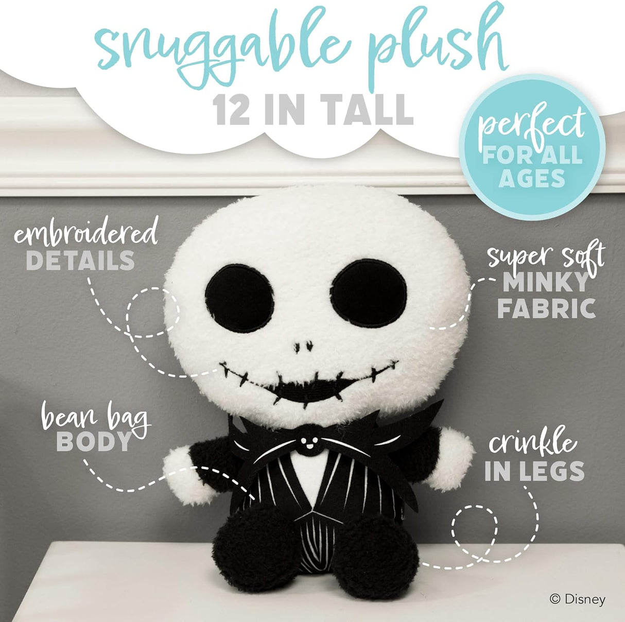 Peluche Jack Skellington 12 KIDS PREFERRED, Cuteeze, Disney