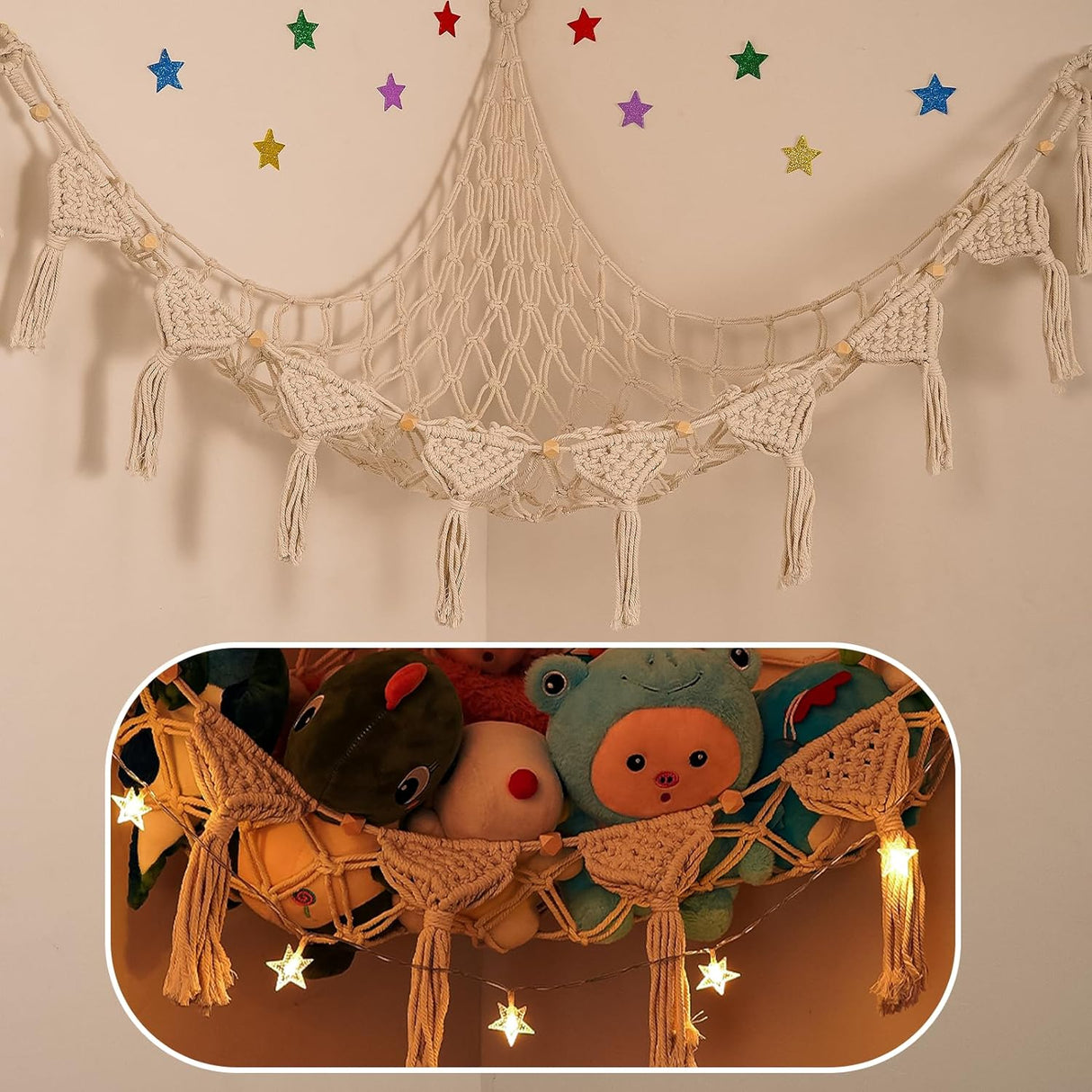 Hamaca Gigante para Peluches con Luz LED, Organizador 56