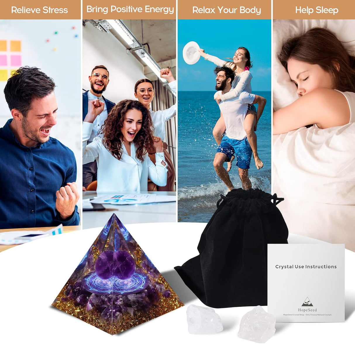Hopeseed Pirámide de orgón para energía positiva, pirámides
