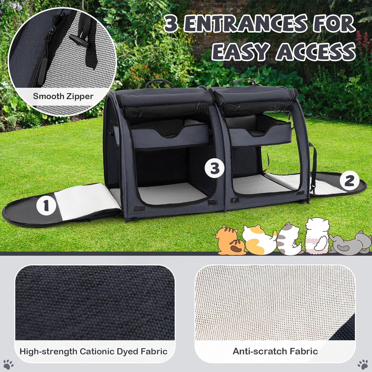 Transportín para gatos PETSITE, 40, con dos compartimentos