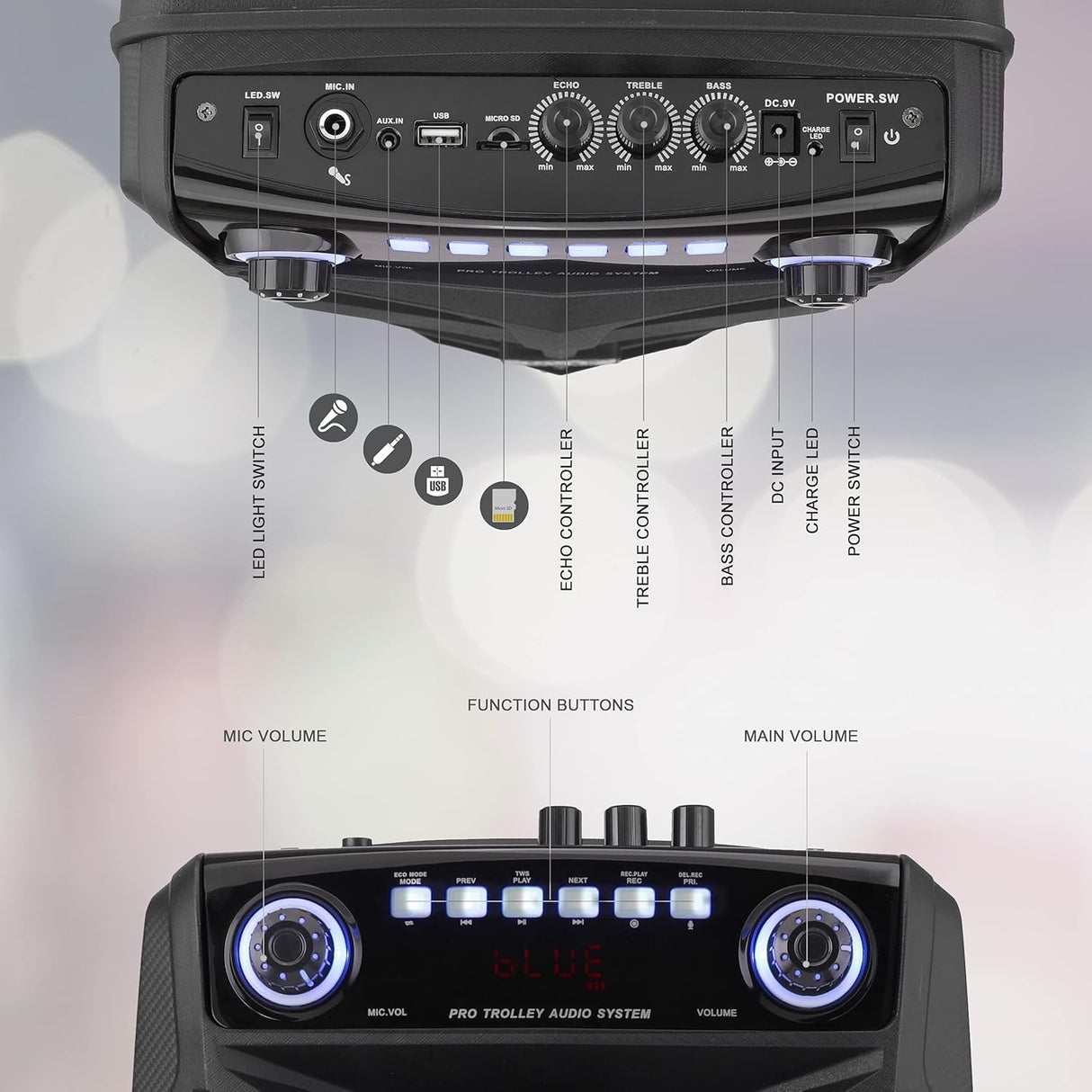 Parlantes  portátil Bluetooth de 800 W PYLE-PRO PPHP121WMB
