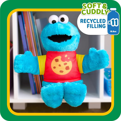 Peluche Cookie Monster 33 cm, Just Play, relleno reciclado, 18+ meses