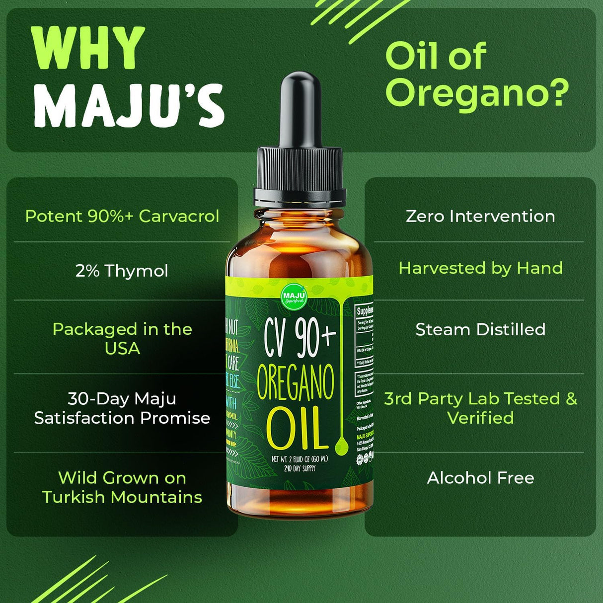 Suplemento  Gotas de aceite de orégano, potente 90%  2 oz