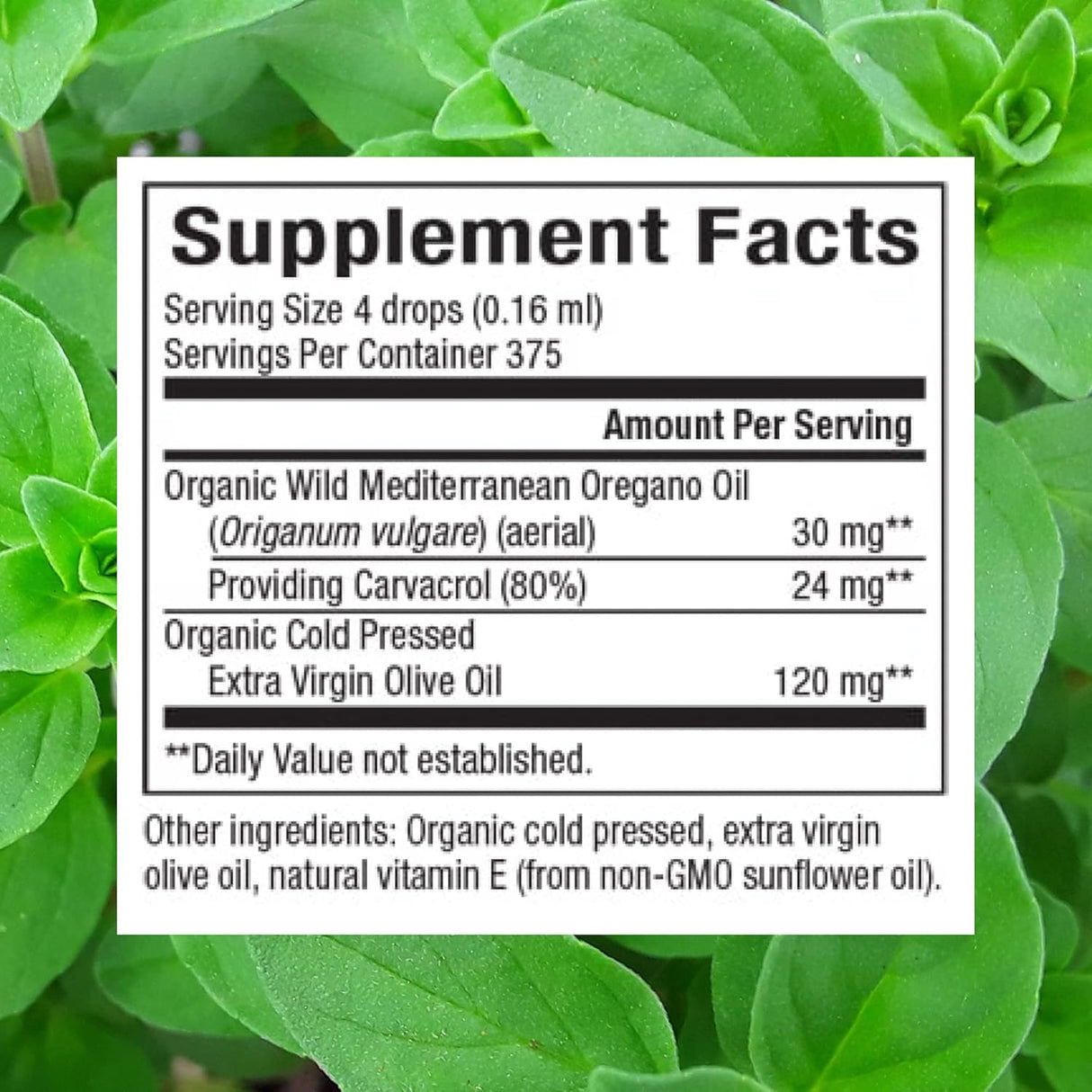 Suplemento Aceite de orégano orgánico 1 onza de Natural