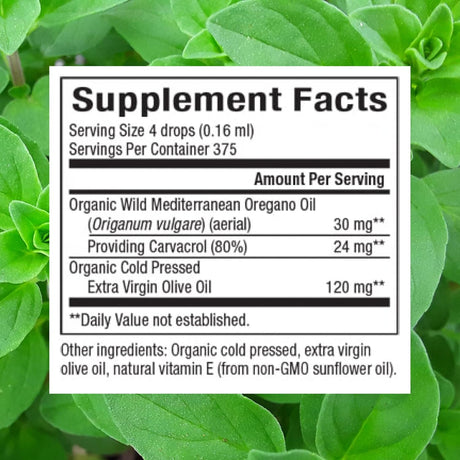 Suplemento Aceite de orégano orgánico 1 onza de Natural