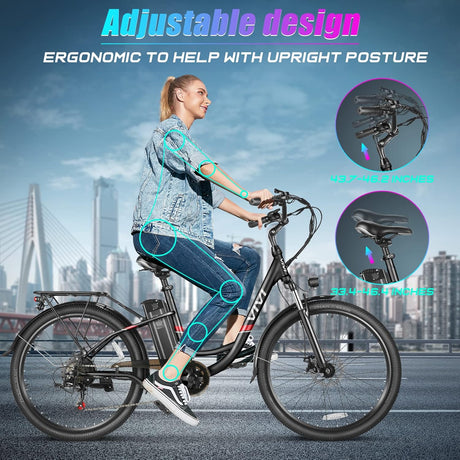 Bicicleta Eléctrica Vivi 750W, Batería Removible, 50 Millas
