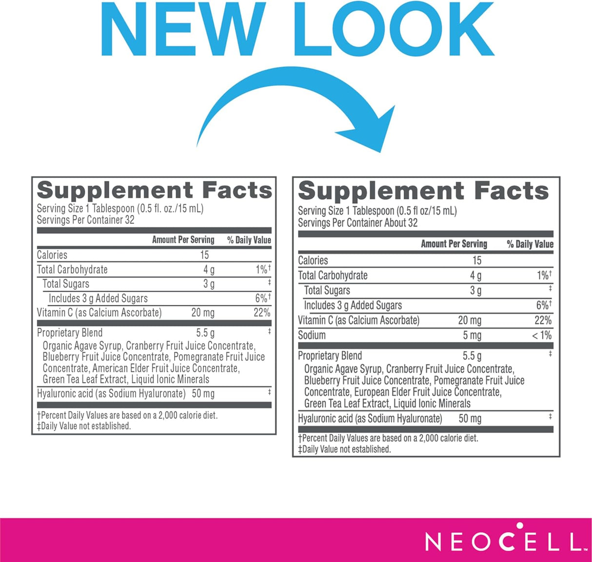NeoCell Líquido de bayas de ácido hialurónico con vitamina C