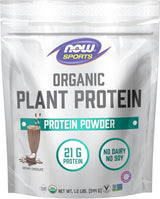 Proteína vegetal orgánica deportiva de NOW Foods, sabor chocolate, 1 lb