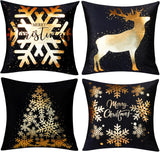 Funda de Cojín ONWAY 18x18 Set de 4 Copos de Nieve y Renos