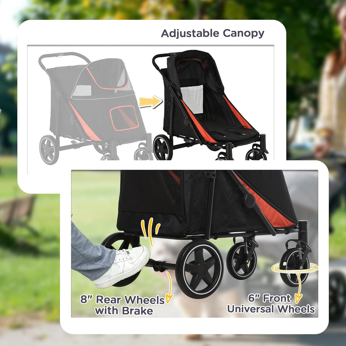 Carrito para perros PawHut, hasta 30 kg, plegable, con ruedas