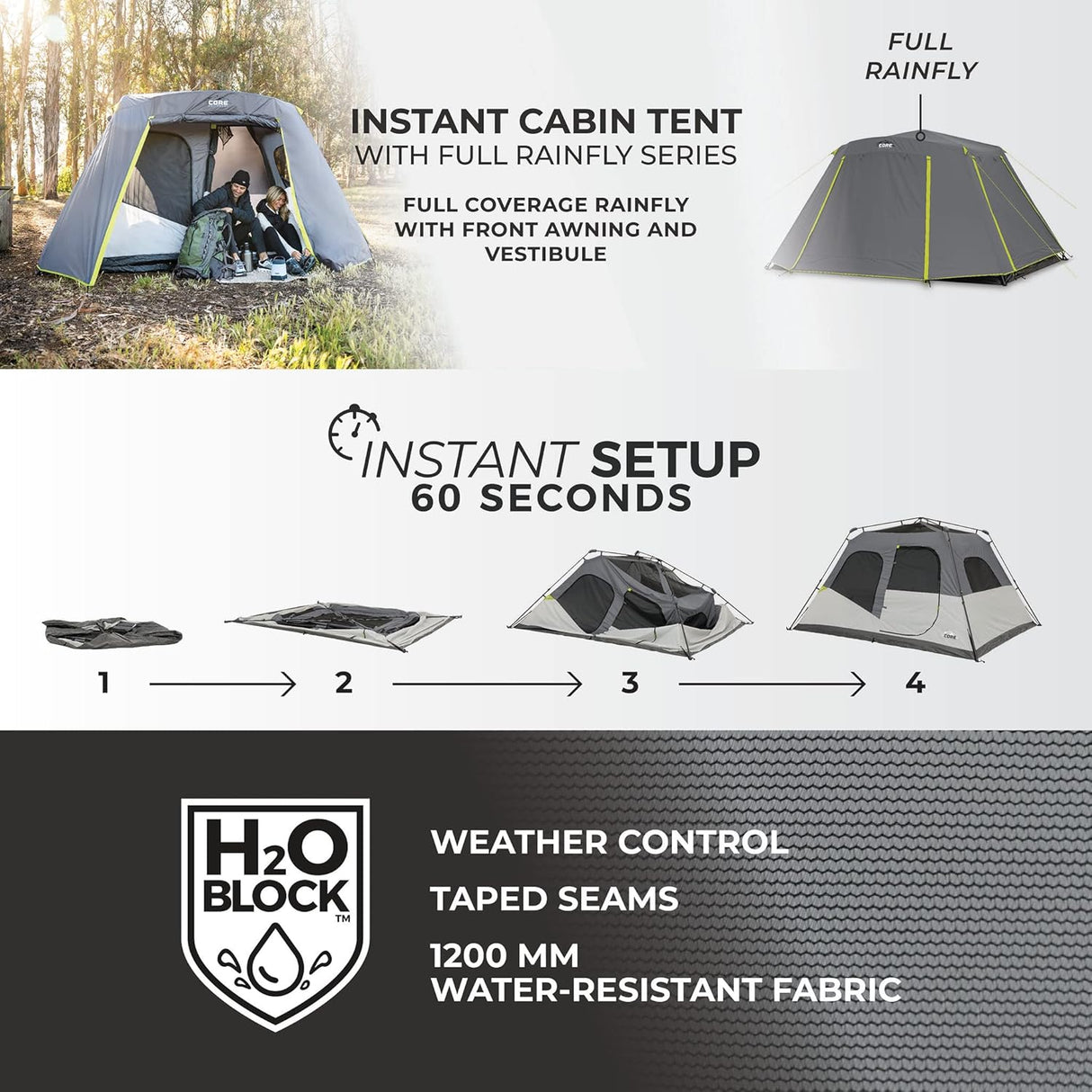 Tienda de campaña grande de varias habitaciones CORE