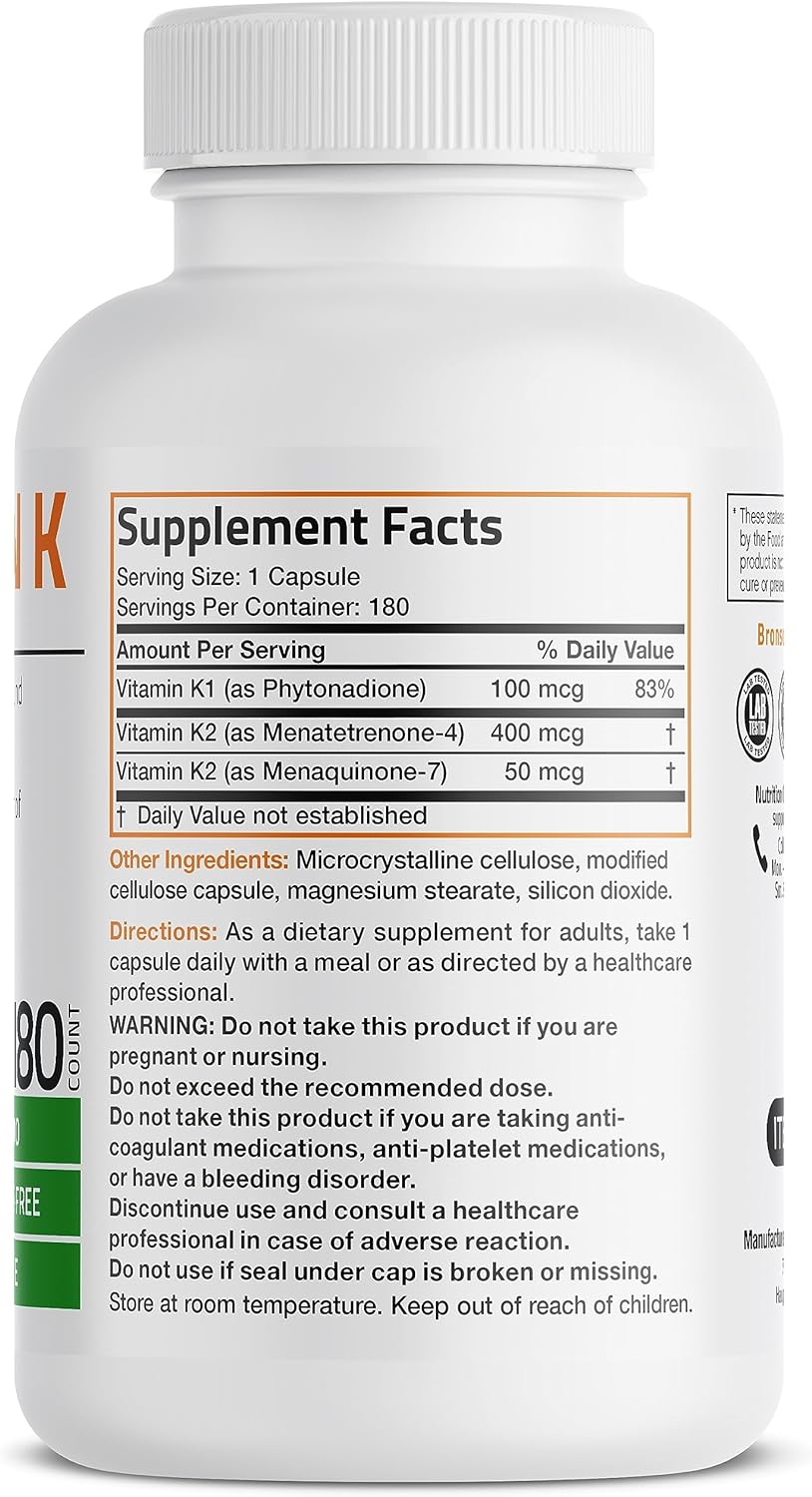 Suplemento de vitamina K2 MK7 Triple Play de Bronson