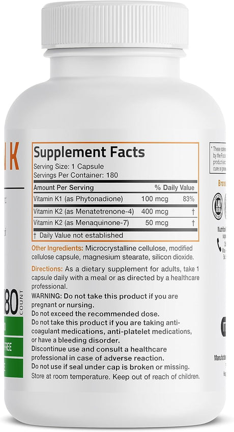 Suplemento de vitamina K2 MK7 Triple Play de Bronson