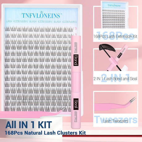 Kit de Extensiones de Pestañas TNFVLONEINS 168 Pcs 9-12MM