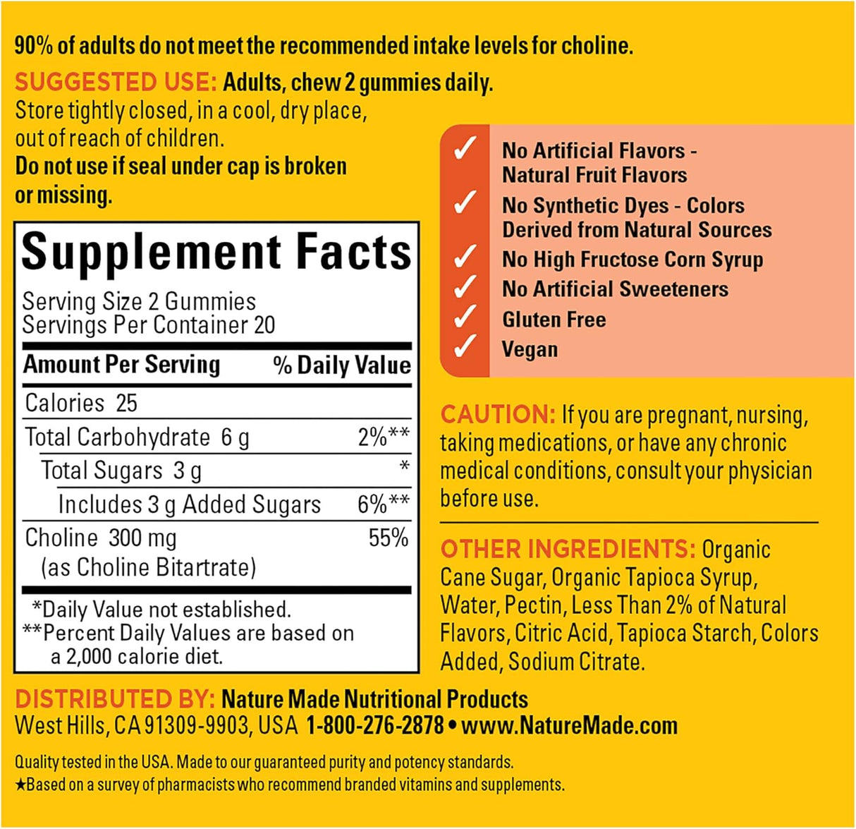 Suplementos de Colina Nature Made, Salud del Hígado, 40 Gummies