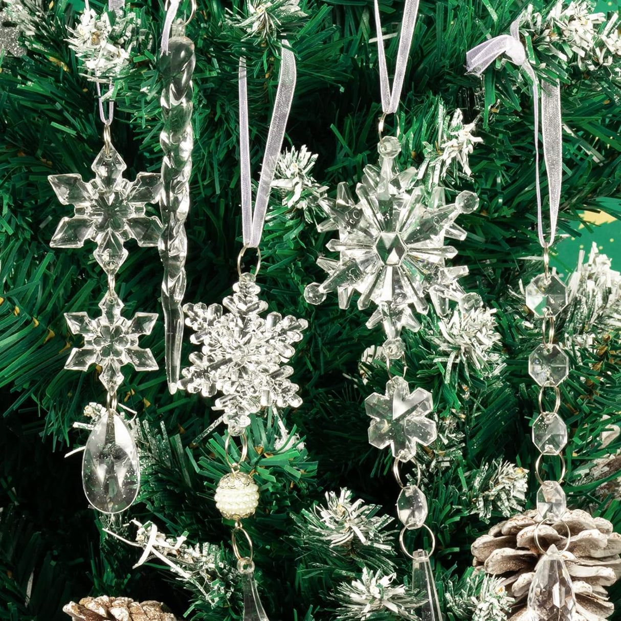 18 Piezas Adornos Acrílicos Cristales para Árbol - Decoración