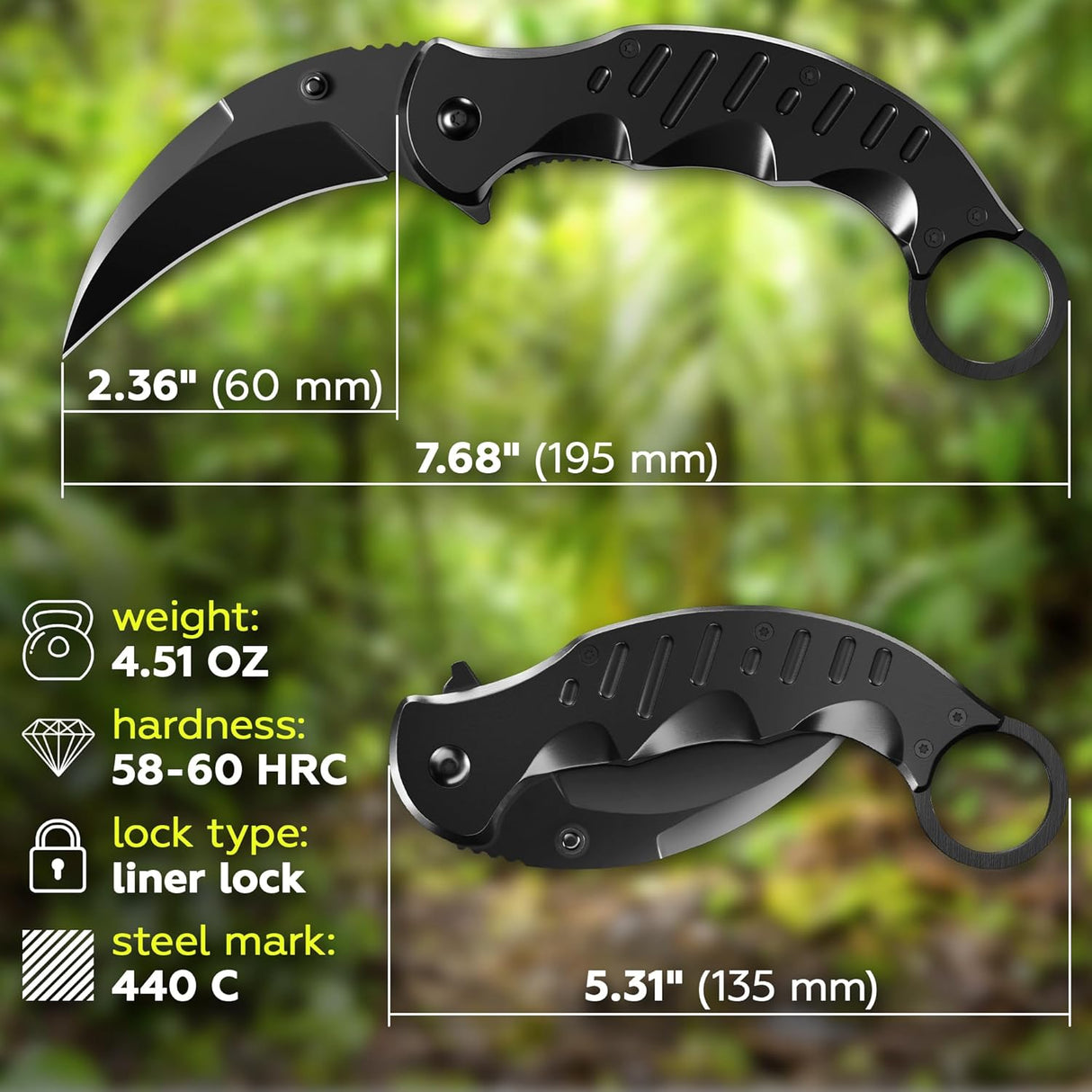 Cuchillo Karambit Táctico de Resorte para Caza y Camping