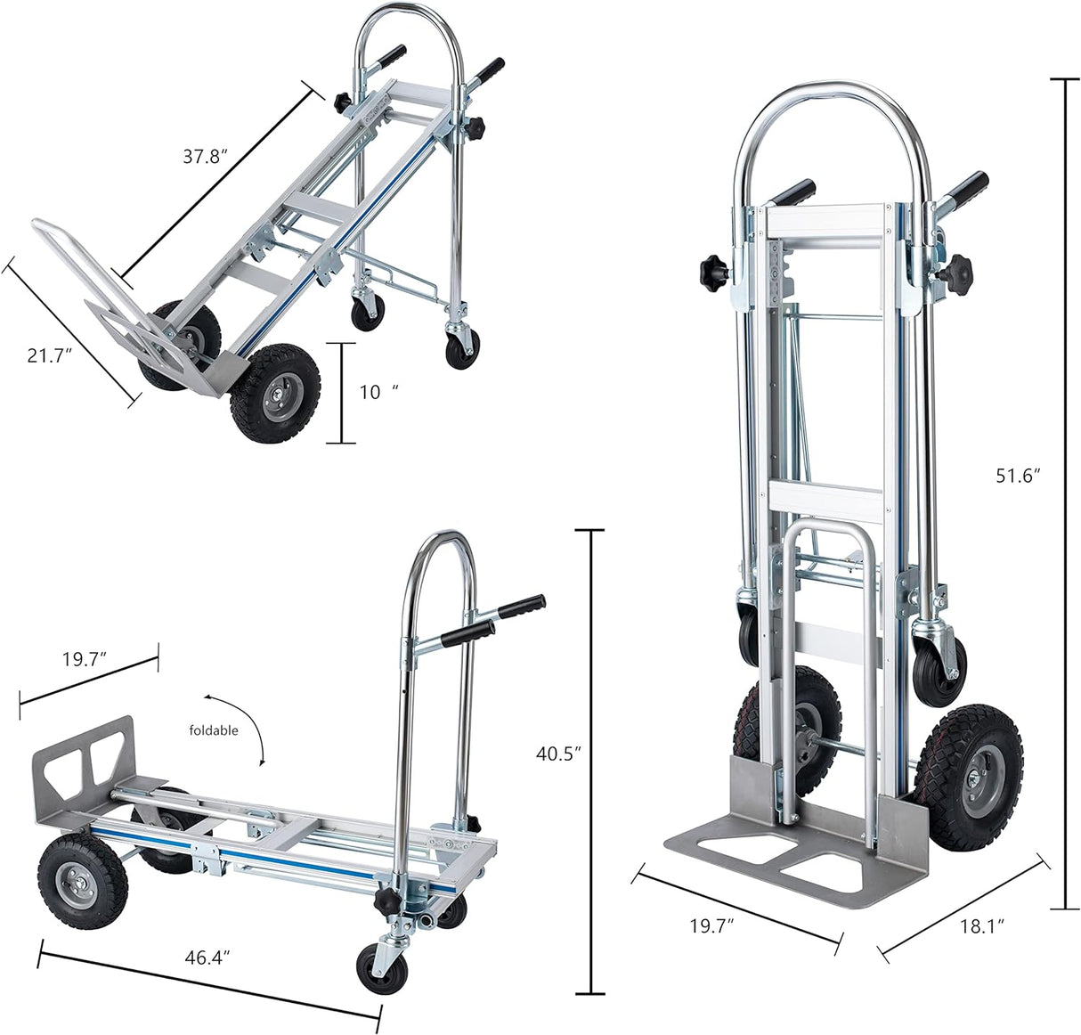 Carretilla Plegable LEADALLWAY 3 en 1 770 lbs Capacidad